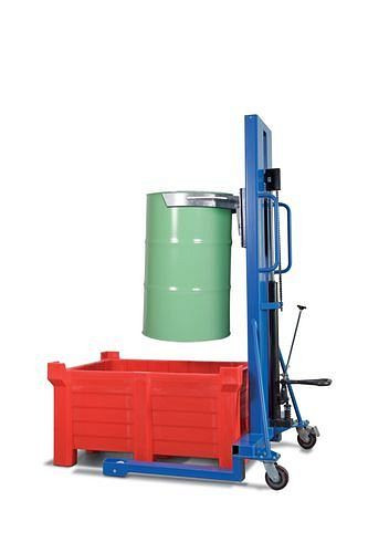 Lève-fûts DENIOS Servo FL 16-KF en acier, châssis large, pour fûts en acier de 200 litres, 181-094