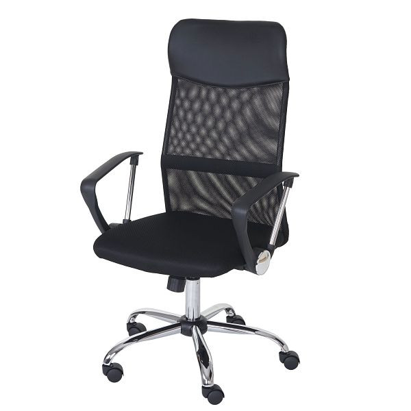 Chaise de bureau Mendler Oslo, chaise pivotante, chaise de bureau, textile simili cuir noir, 27993