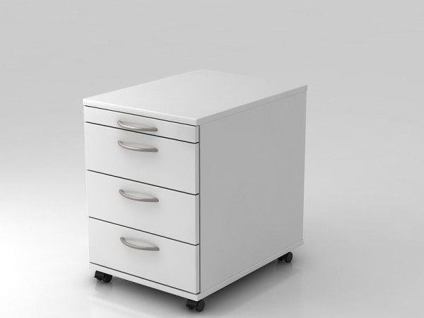 Conteneur roulant Hammerbacher 58 cm, 3 tiroirs, poignée en plastique, blanc, V1606/W/W/BO