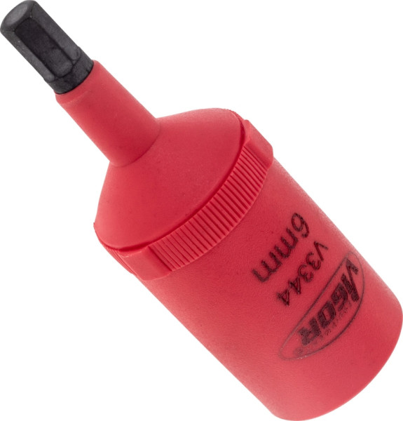 Embout de tournevis VIGOR VDE, carré creux 12,5 mm (1/2 pouce), profil six pans intérieurs, 6 mm, V3344