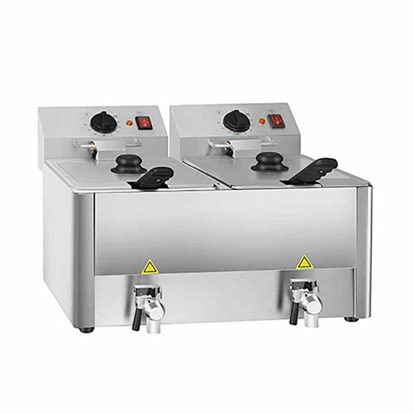 Friteuse électrique Vaiotec EASYLINE 2 cuves avec robinet de vidange 10+10 litres, 10280