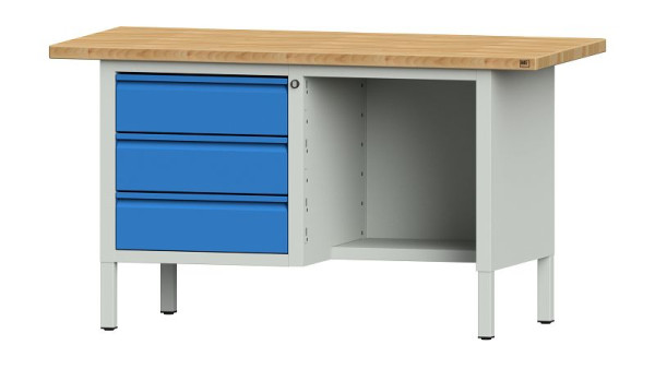 Établis ANKE Établi en caisson, modèle 303 E, 1500 x 700 x 840 mm, RAL 7035/5012, BMP 40 mm, 510.300