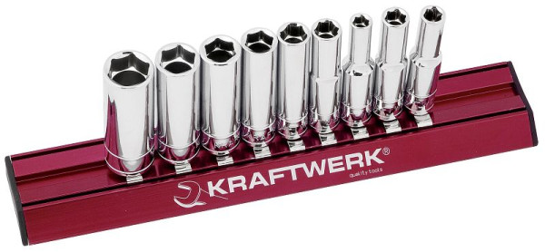 Jeu de clés à douilles Kraftwerk longues, dimensions en pouces, MAGALU 1/4", 9 pièces, 101599