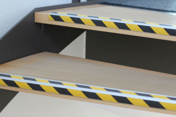 Pantalon de farine profil de bord d'escalier antidérapant en aluminium avec revêtement antidérapant m2, noir/jaune 53x800x31mm, 2 bandes, autocollant, ATM1WS3sk