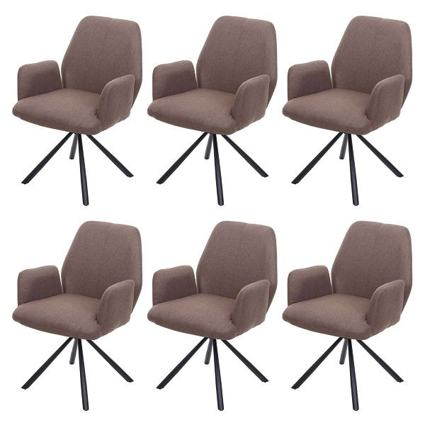 Mendler HWC-H71 ensemble de 6 chaises de salle à manger, chaises de cuisine, fauteuils, tissu/acier textile, marron, 6x73935