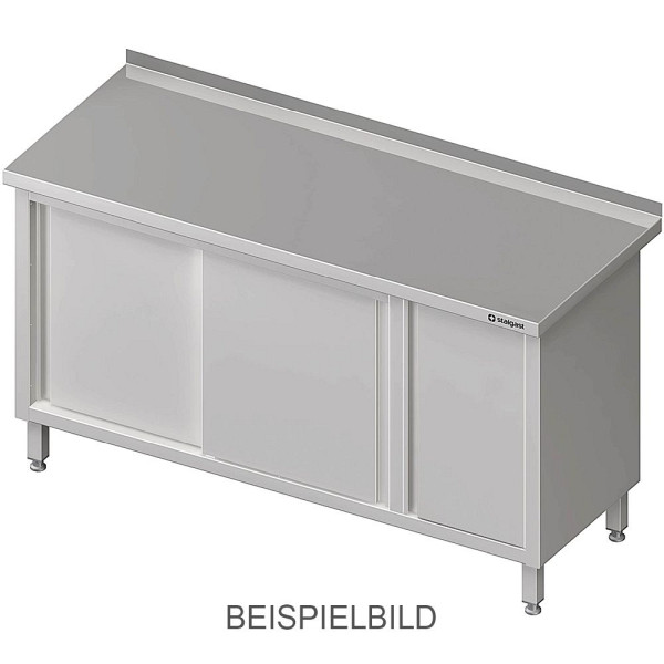 Armoire de travail Stalgast à portes coulissantes 2000x700x850mm, avec armoire à portes battantes à droite, avec dosseret, soudée, VAS20708RA