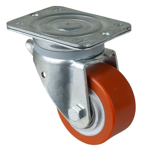 Roues BS Roulette robuste, largeur de roue 50 mm, Ø roue 100 mm, capacité de charge 400 kg, bande de roulement polyuréthane moulé 95 Shore A, fonte, roulements à billes, N100.C10.103
