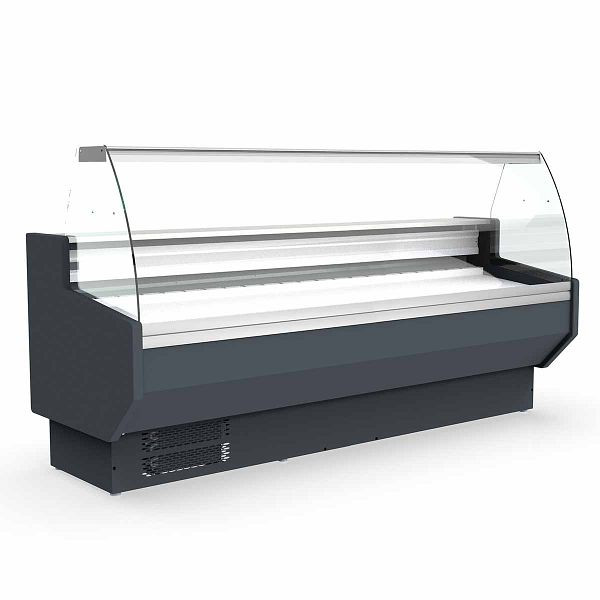 Vaiotec TOPLINE comptoir réfrigéré 250 - façade bombée "gris", 246,5x80x123,5 cm, 10711