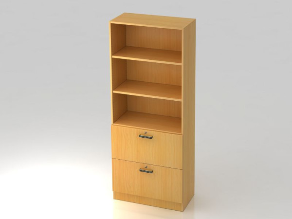Armoire Hammerbacher 5OH, 2HR, panneau de base poignée rayée hêtre/hêtre, 80x42x200,4 cm (LxPxH), V7300/6/6/SG