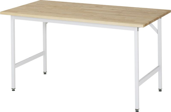 Table de travail RAU série Jerry (3030) - plateau en hêtre massif réglable en hauteur, 1500x800-850x800 mm, 06-500B80-15.12