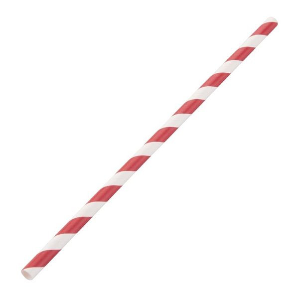 Pailles en papier compostable Fiesta Green à anneaux rouges, DE927