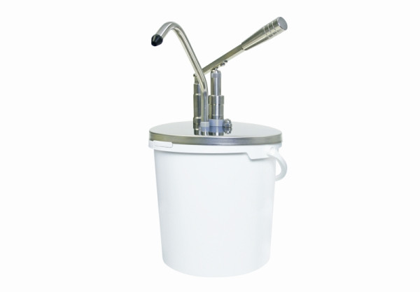 Distributeur doseur Schneider avec levier pour seau 10 litres, avec seau en plastique, Ø250 mm, hauteur : 440 mm, 152490