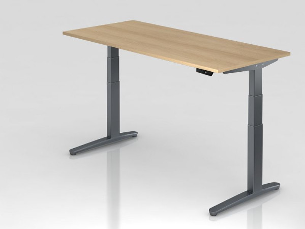 Bureau assis-debout électrique Hammerbacher 180x80 cm chêne/graphite, forme rectangulaire, VXBHM19/E/GG