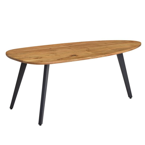 Table basse Wohnling en bois d'acacia massif 110 x 45 x 60 cm, forme rein, WL6.157