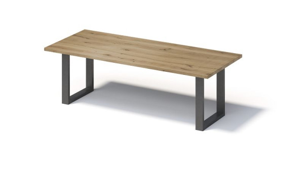 Bisley Fortis Table Regular, 2400 x 1000 mm, bord droit, surface huilée, cadre en O, surface: naturel / couleur du cadre: acier brillant, F2410OP303