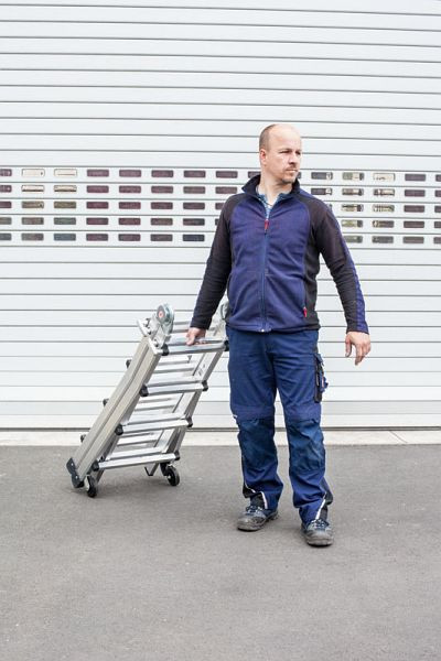 Echelle pliante Euroline Alu-Vario à roulettes, hauteur de travail: 3,85m, 3162103