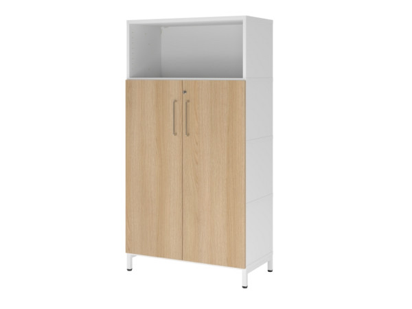 Hammerbacher étagère/portes, 4OH, base, blanc/chêne, VFW48T3KU/W/E/BS