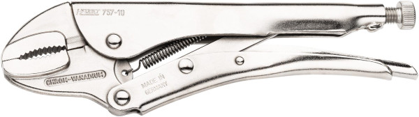 Pince multiprise Hazet, becs demi-ronds, levier de serrage rapide, coupe-fil, surface : nickelée, dimensions / longueur : 250 mm, 757-10