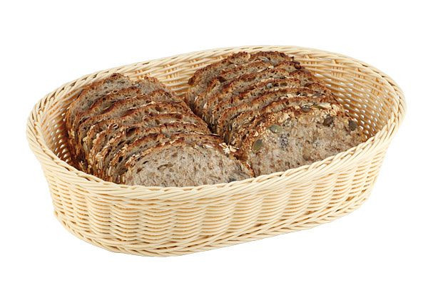 Table et panier buffet APS, ovale, 23 x 17 cm, hauteur : 8 cm, polypropylène, beige clair, -ECONOMIC-, 40137