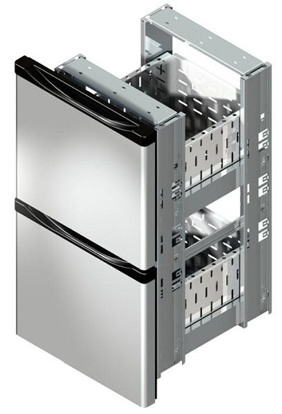 bloc tiroirs gel-o-mat pour tables réfrigérées boissons portes 51 cm, acier inoxydable, 2 x 1/2 tiroirs, 290KT.20I