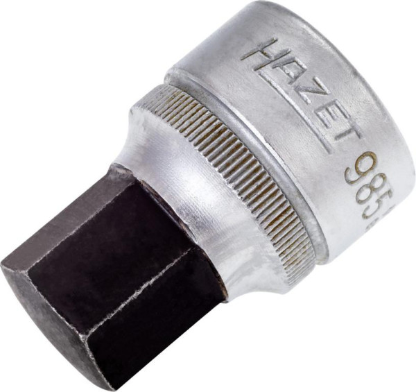 Douille tournevis Hazet, carré creux 12,5 mm, profil six pans creux, 17 mm, extra court avec moletage, 985-17