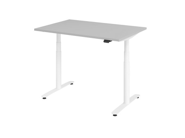 Hammerbacher bureau assis-debout électrique 120x80cm gris/blanc, VXDLR12/5/W