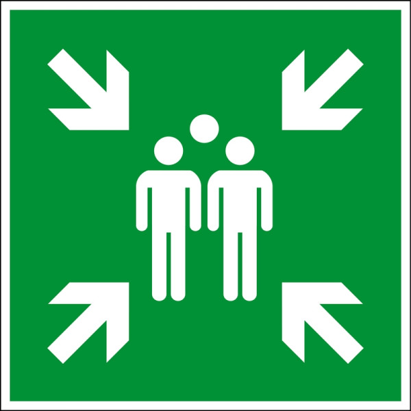 Panneau d'issue de secours Eichner « Point de collecte », L x H : 40 x 40 cm, aluminium, photoluminescent HI 150, 9225-14025-040