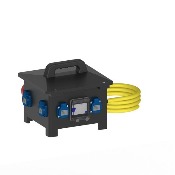 ELSPRO Vollgummi-Sicherheitsverteiler FREIBURG, Zuleitung: 3 m CEE 400 V 32 A, Ausgang: 2x 400 V, 32 A, 1x 400 V, 16 A, 4 Schuko, 1433310