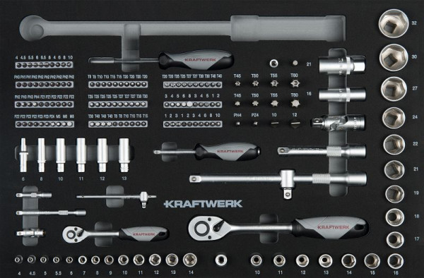 Insert de douille Kraftwerk BASIC LINE EVA 1/4" + 1/2", 60x40 cm, 164 pièces, 105.102.017