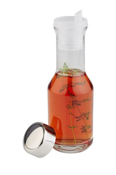 Verre de rechange APS pour vinaigre/huile, Ø 6 cm, hauteur : 18,5 cm, 200 ml, verre, couvercle en acier inoxydable, poli, bec verseur en polyéthylène, 40441