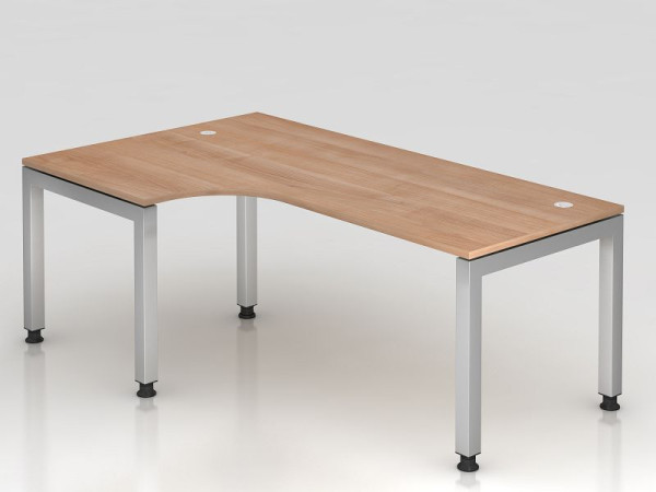 Hammerbacher table d'angle pied en U carré 200x120cm 90° noyer, forme d'angle 90°, plateau flottant, VJS82/N/S