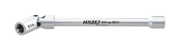 Insert pour clé à douille Hazet TORX®, carré creux 6,3 mm (1/4 pouce), profil extérieur TORX®, E10, avec articulation, 850LG-GE10