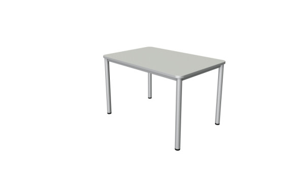 Kerkmann Desk Prime - L 1200 x P 800 x H 750 mm, cadre 4 pieds en aluminium argent, gris clair, 11040411