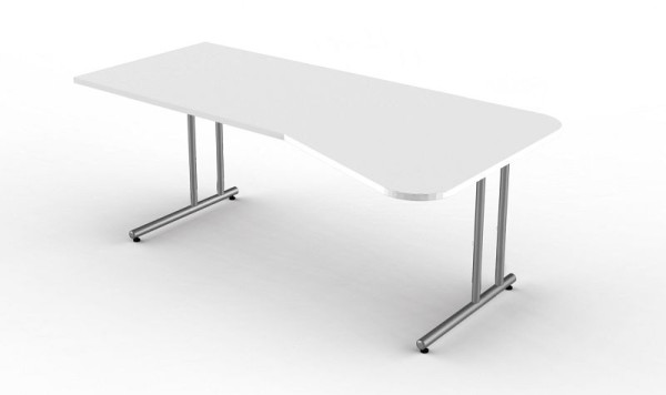 Table de forme libre Kerkmann avec pied en C, Start Up, L 1950 mm x P 800/1000 mm x H 750 mm, couleur : blanc, 11434410