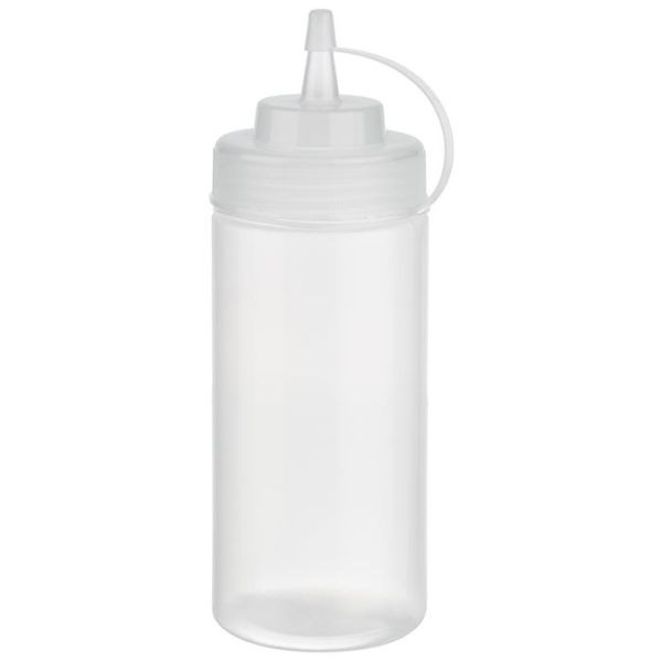 Flacons compressibles APS, lot de 6, Ø 7 cm, hauteur : 20 cm, 490 ml, polyéthylène, transparent, couvercle à vis, bouchon, ouverture de remplissage : Ø 5,5 cm, 93253
