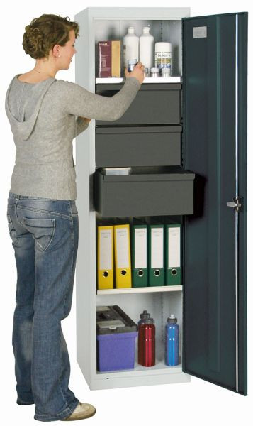 armoire à outils et matériaux contondants série 3000, 7035/7016, 3 tiroirs 200 mm, 3 étagères, 3005471