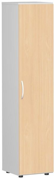geramöbel armoire à double porte avec pieds, poignée gauche ou droite, amortisseur de porte inclus, non verrouillable, 400x420x1808, hêtre/gris clair, S-345100-BL