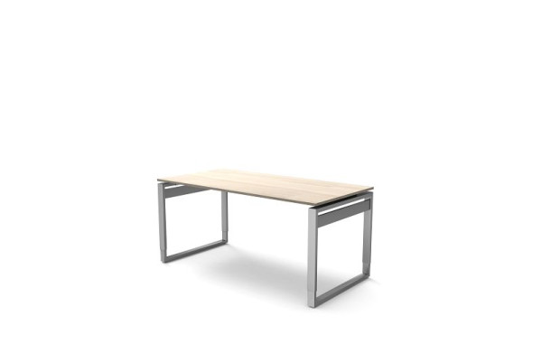Bureau Kerkmann avec structure en fer, L 1600 x P 800 x H 680-820 mm, forme 5, couleur : érable, 11403350