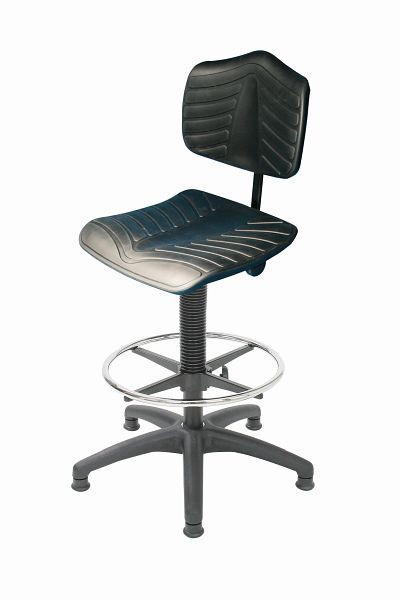 Chaise de travail Lotz "Soft" PU-soft, noir, système de mousse 15 Shore, hauteur d'assise 530 - 790 mm, base en plastique, repose-pieds, patins, 7545.01