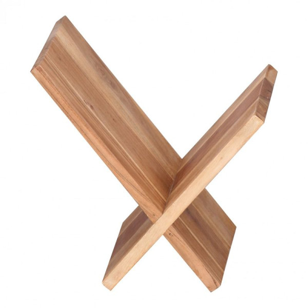 Wohnling porte-journaux MUMBAI en bois d'acacia massif en forme de X 31 cm, style maison de campagne, WL1.591