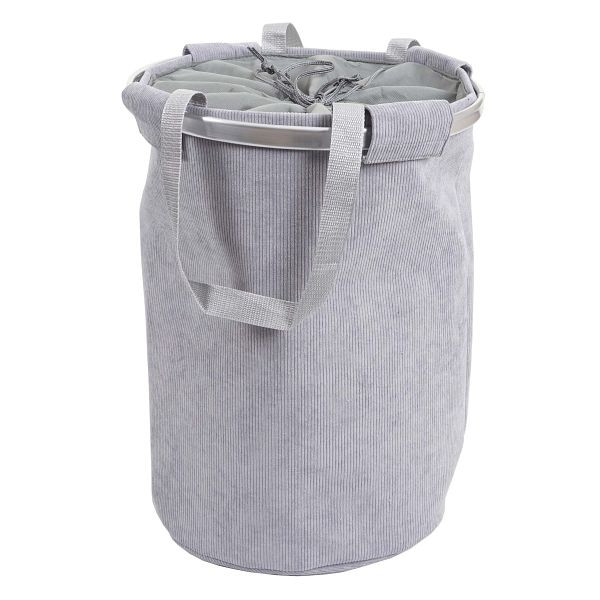 Collecteur de linge Mendler HWC-C34, panier à linge, sac à linge, panier à linge avec cordon de serrage, poignée 55x39cm 65l, cordon gris, 73196