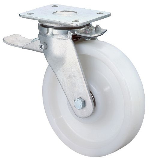 Roulettes BS Roulette robuste avec roue/blocage, largeur 48 mm, Ø150 mm, jusqu'à 800 kg, bande de roulement/corps de roue plastique, roulements à billes, RR120.B15.150