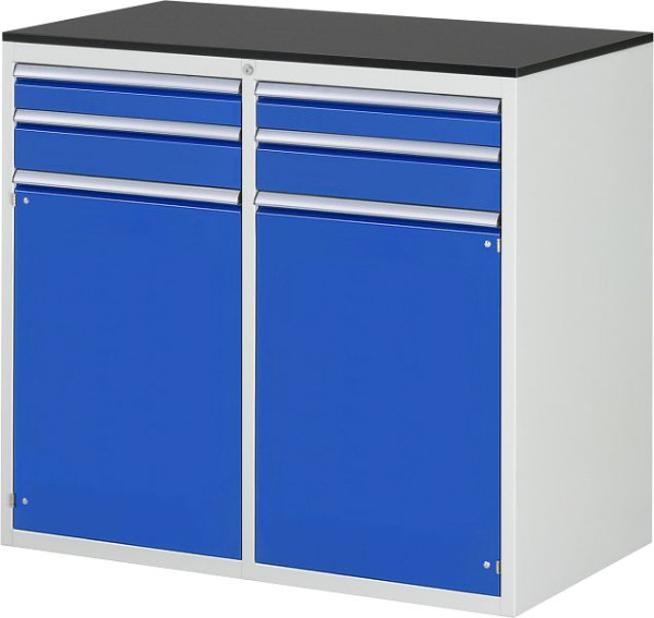Armoire à tiroirs RAU 7000, 1145x650x1030mm, gauche : H90, H120mm, porte battante, droite : tiroir H90, H120mm, porte battante, revêtement en résine mélamine, 03-LL7.12.12AM.11