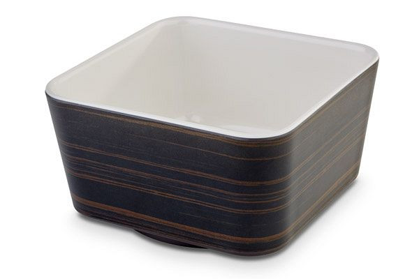 Bol APS -APS PLUS-, 13 x 13 cm, hauteur: 7 cm, mélamine, crème, extérieur décor bois chêne foncé, intérieur brillant, extérieur mat, 15215