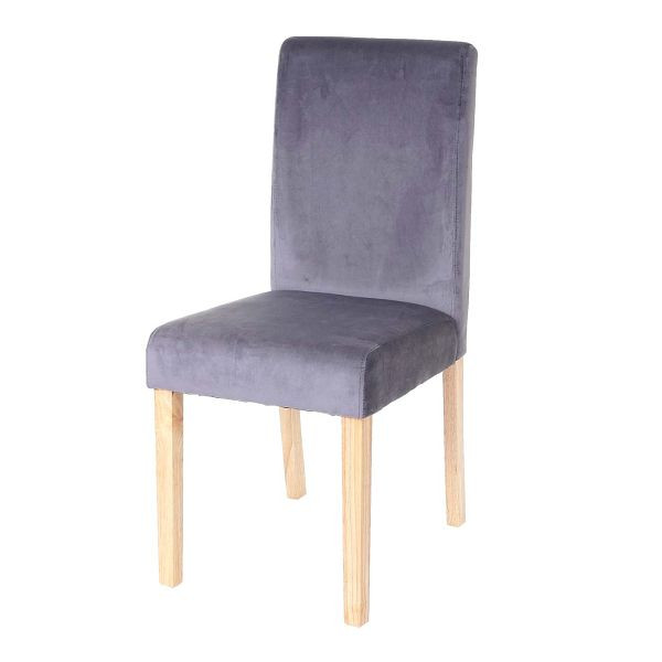 Chaise de salle à manger Mendler Littau, chaise chaise de cuisine, velours, gris, pieds légers, 74368
