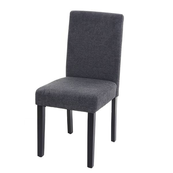 Chaise de salle à manger Mendler Littau, chaise de cuisine, tissu/textile, gris anthracite, pieds foncés, 74545
