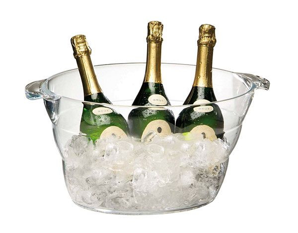 Refroidisseur à vin/champagne APS, 47 x 28 cm, hauteur : 23 cm, acrylique, transparent, 10 litres, convient pour jusqu'à 6 bouteilles, 36057