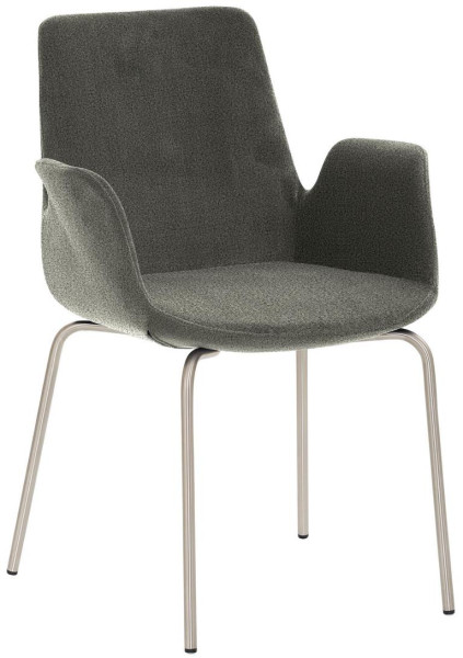 Fauteuil Mayer Sitzmöbel , structure 4 pieds, aspect inox chrome brossé, gris chiné, 2009_V4_26654