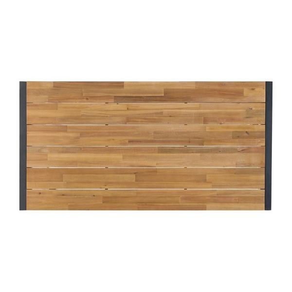 Table boléro de style industriel rectangulaire en acier et bois d'acacia, DS157
