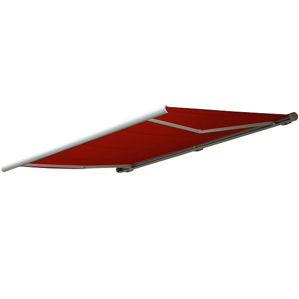 Store à cassette électrique Mendler T122, store cassette complète 4x3m, polyester rouge bordeaux, 76452+34432